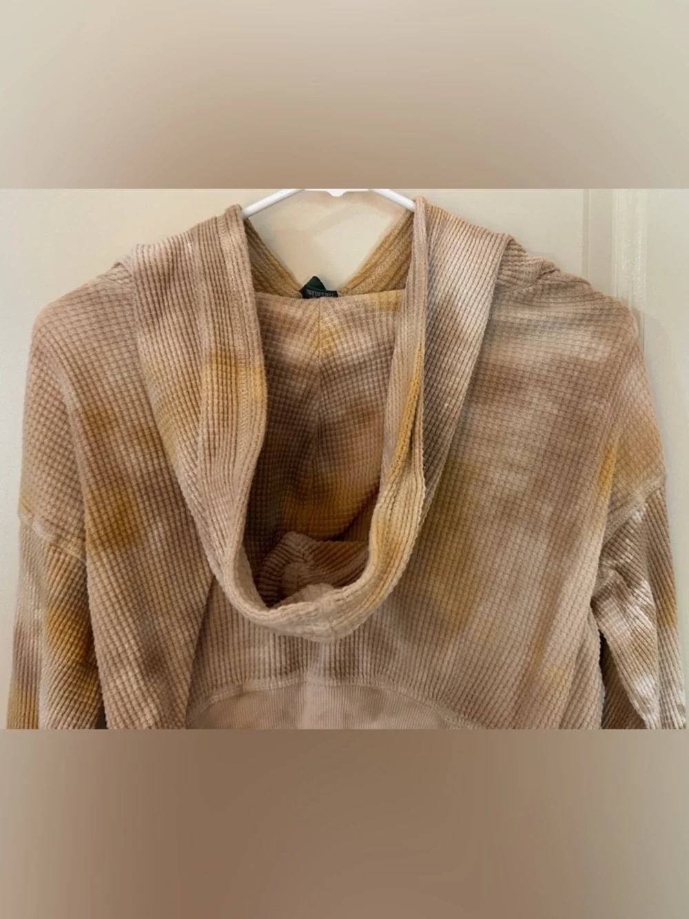 Wild Fable Mustard Waffle Tie Die Cropped Hoodie Women's Sz Large - Picture 6 of 9